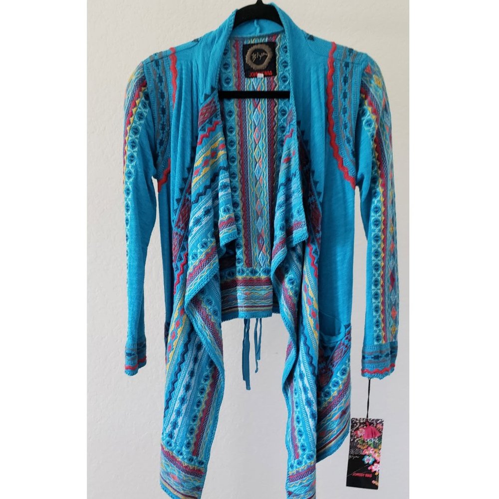Johnny Was Harshad Embroidered Wrap Cardigan